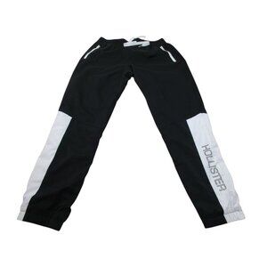 Hollister Khalid Jogger Pants Mens Medium Black‎ White High Waisted Drawstring